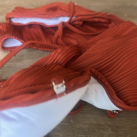 ZAFUL Bandeau Ribbed Lace Up Wave Hi Cut Bikini Size NWT - Picture 14 of 14